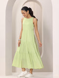 Libas Women'S Cotton Fit And Flare Midi Dress (29610_Green_Xxl)