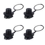 Flylin 4Pcs Inflatable Boat Air Valve, Boat Spiral Air Plugs Black One-Way Inflation Replacement Screw, Plastic Tube Valve Repla