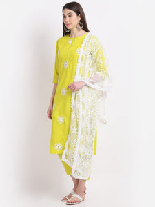 Gosriki Women'S Cotton Straight Kurta With Pant & Dupatta (Kptd-Cot-10039-Yellow_S-Go_Yellow_Small),Yellow,,B09LYGVPBG