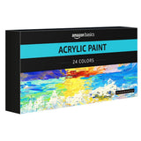 Amazon Basics Acrylic Paint Tubes Set with Rich Pigments, Non Fading, 0.74oz, 24 Colors, Multicolor