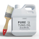 OAIEGSD 32 OZ Pure Tung Oil for Wood Finishing with Wood Brush, Waterproof Wood Sealer Indoor and Outdoor, 100% Pure Natural Tun