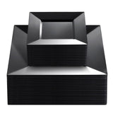 Liacere100PCS Black Plastic Plates-Premium Black Square Disposable Plates-Include 50PCS 9.5inch Black Dinner Plates - 50PCS 6inc