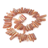 BEADIA Beige Titanium Coated Crystal Quartz Spike Point Stick Beads Rough 0.8-1.2 for Jewelry Making 15 Inch/Strand