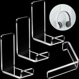 Weewooday 4 Pieces Headphone Hanger Holder Desk Adhesive Headphone Hook Wall Mount Headset Stand Acrylic Holder with Glues for G