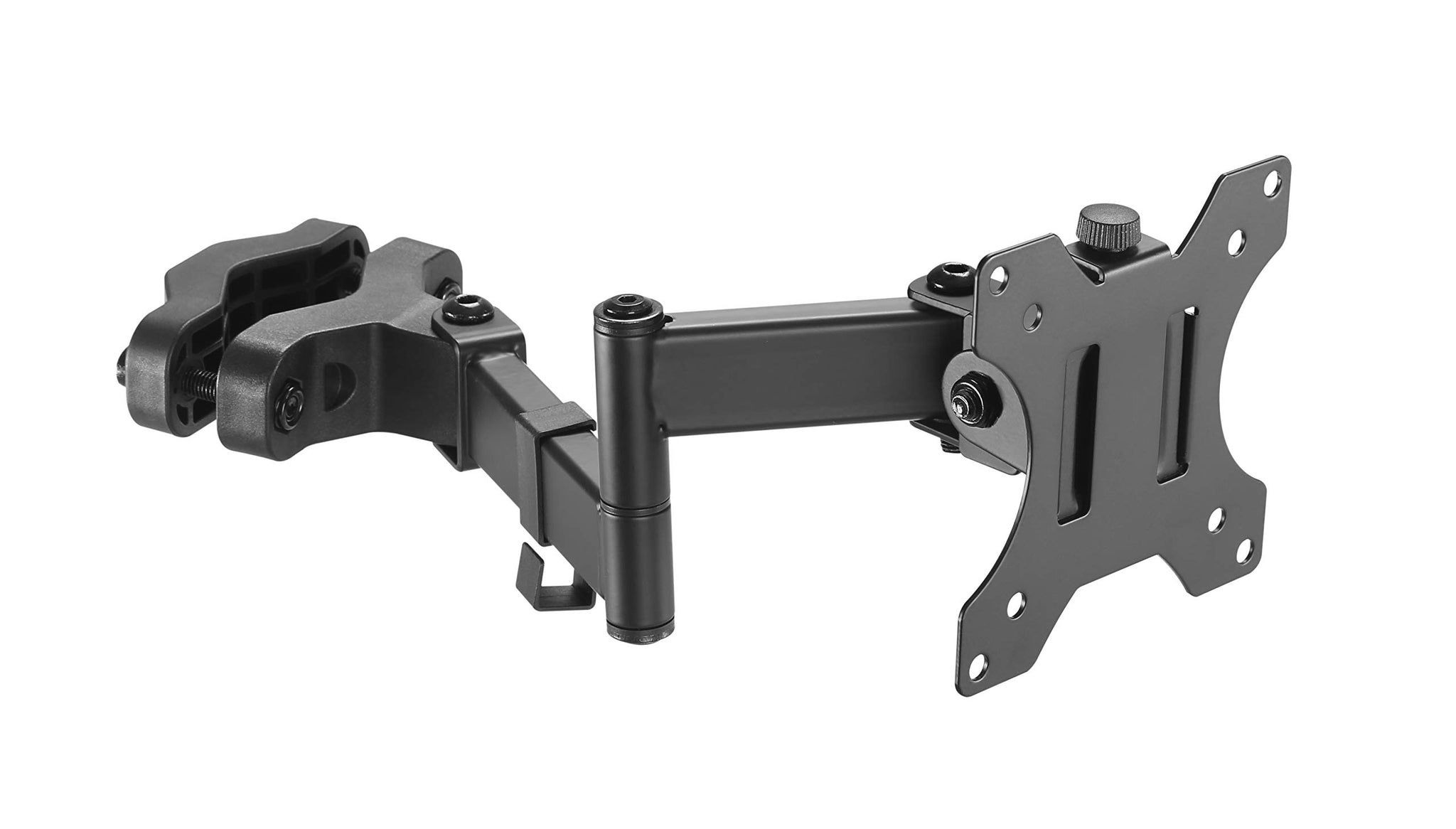 AMER Steel Universal Full Motion Pole Mount Monitor Arm with Removable 75mm and 100mm VESA Plate, Fits 17 to 32 inch Screens, Bl