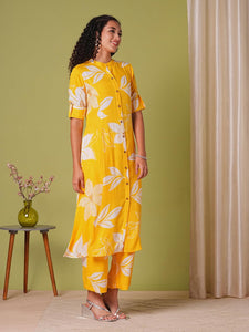 Anni Designer Women'S Rayon Viscose Straight Printed Kurta With Pant (Sunoni Yellow-Vks04_L_Yellow_Large),Yellow,L,,,