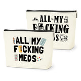 HZMLYDJ 2 PCs Medicine Bag Funny Makeup Bag Meds Bag Cosmetic Bag, Doctor Gifts Pill Bag, Doctor Gift Medical Gifts for Women Gi