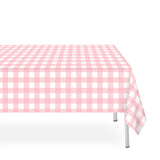 LIKAJON 6 Pack Pink and White Checkered Tablecloth, Pink Plastic Table Cloths for Parties Disposable, 54x108 in Waterproof Recta