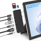 Surface Pro 9/Pro 11 Hub Docking Station with 4K HDMI, Thunerbolt 4(8K Video+40Gbps+100W Power), 100M Ethernet, USB3.0, SD TF Ca