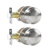 RAZCC Passage Door Knobs, 2 Pack Satin Nickel Door Knobs, for Hallway & Closet Non-Locking Interior Round Door Handles Keyless R