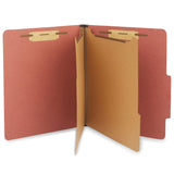 Staples Colored Pressboard Classification Folders, Letter, 2 Partitions, Red, 20/Pack