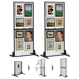 DEYEGELEA 2-PACK Foldable Grid Wall Panels, Heavy Duty Double Sided Display Rack with T-Base Floor Stand - for Retail Stores, Cr
