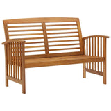 Vidaxl Solid Acacia Wood Patio Bench - Outdoor Furniture With Backrest And Armrests, Unique Wood Grain Design, Requires Assembly, Brown
