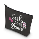 TSOTMO Funny Bunco Gift Girls Night Out Gone Bunco Bunco Party Girls Zipper Pouch Makeup Bag (BLK-Girls Gone Bunco)