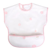 Ali+Oli Smock Bib for Baby (1-pc) Short Sleeve (Pink Flowers) BPA-Free Oeko-Tex Certified, Mess Proof Baby Bib for Eating, Water