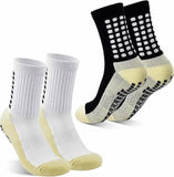 Devyami NonSlip Sports Socks With Grip Pads, Cotton, Crew Length, (Pack Of 2 Pair)