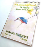 SUKECHI Premium A4 Kraft Drawing Book | Heavy 225 GSM | 24 Sheets | Spiral Bound Artist Sketch Pad for Kids & Professionals