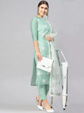 Gosriki Women'S Ruby Cotton Straight Embroidery Kurti With Pant & Dupatta Set (White-Show-Light Green-Nw_Xl-Gs_Light Green_X-Large),Light Green,,B0BDWLLJ4D
