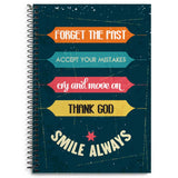 Starcandy Always Smile Motivational Quote A5 Size Wire Bound Spiral Diary Notebook (80Gsm, 180 Ruled Pages, Multicolour)