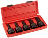 SUNEX TOOLS 4507, 3/4 Inch Drive Impact Hex Driver Set, 5-Piece, Metric, 14mm-24mm, Cr-Mo Steel, Dual Size Markings, Heavy Duty 