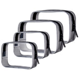 Tbestmax 4 Packs Cosmetic Bags Clear Makeup Bags Portable Travel Toiletry Bags Waterproof Cosmetic Organizer Black(2M + 2L)