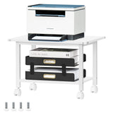 Lerliuo Under Desk Printer Stand, 2-Tier Industrial Mobile Printer Table with Storage Shelf and Steel Frame, Rolling Printer Car