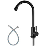 Aolemi Cold Water Only Kitchen Faucet Black 304 Stainless Steel Sink Faucet High Arc Faucet