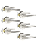 Asidrama 6 Pack Passage Brushed Nickel Door Handles, Door Lever with Door Knobs Indoor for Bedroom or Bathroom, Heavy Duty Door 