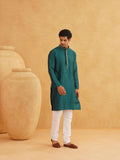 Sojanya (Since 1958 Men'S Emerald Green Jacquard Silk Kurta & Churidaar Pyjama Emerald Green Xl