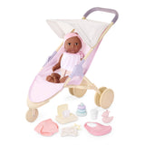 LullaBaby - 14-Inch Realistic Baby Doll Diaper & Care Accessories Bundle Brown Eyes & Soft Body - Pretend Play 2+ Years - Baby D
