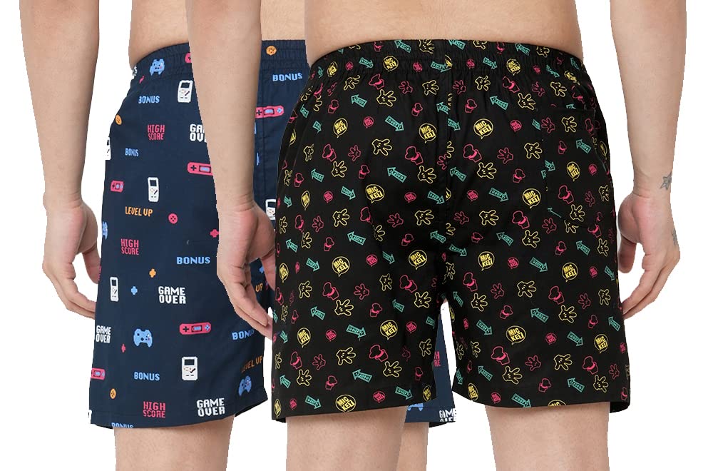 Anni Designer Men'S Cotton Blend Modern Relaxed Floral Boxer Shorts (Pack Of 2) (Anl-Bxr-Pack-2-An-018_Multicolor,Multicolour,M,,,