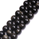 GEM-Inside Natural Round 18mm Golden Obsidian Semi Precious Huge Beads for Jewelry Making 15''