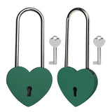 Gradleen 2PCS Single Heart Lock with Key 3.5 Inches,50mm Love Padlock Rubber Painting Green Metal Love Lock for Lovelock Bridge,