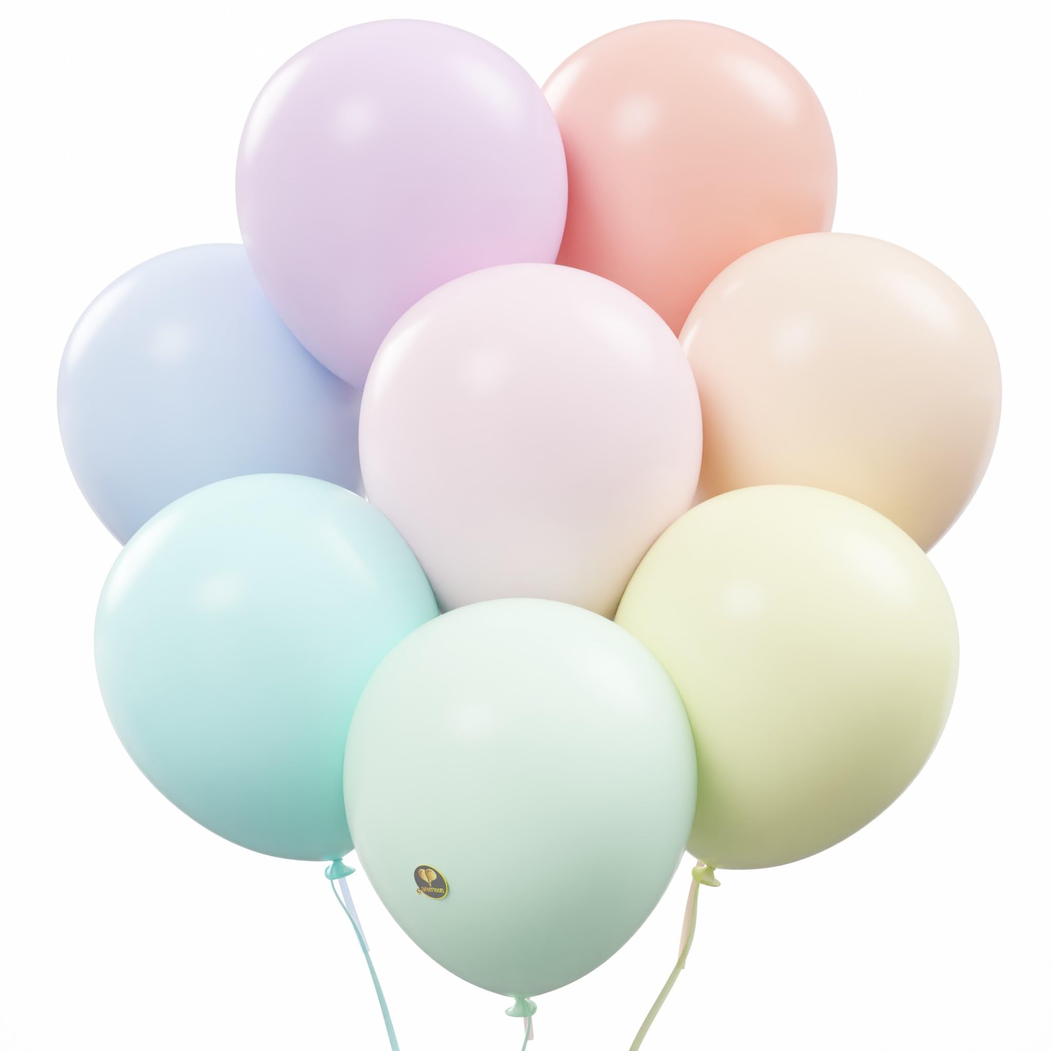 AFTERLOON Biodegradable Balloons 24 pcs Pastel Assorted 10 Inch, Matte Color Thickened Extra Strong Natural Latex Helium Float, 