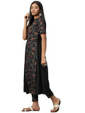 Ziyaa Women'S Crepe Kurta Pant Set (Zikucr3133Andpa-L_Black_L)