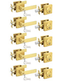Tinewa 5 Pack Brushed Gold Keyed Alike Front/Exterior Door Lever with Single Cylinder Deadbolt, Satin Brass Entry Door Knob Lock