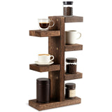 Foxtell Coffee Cup Display Shelf, Coffee Mug Holder, Vintage Distressed Wood Cup Shelf, Holds 7 Mugs, Mugs Display Shelf for Kit