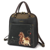 CHALA Convertible Backpack Purse - Women Convertible Shoulder Purse with Adjustable Strap - Horse Family - Black
