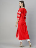 Anni Designer Women'S Cotton Blend Chikankari Embroidered Straight Kurta (Stho-Red_S_Red_Small),Red,S,Cotton Blend,Regular,Kurta