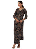 Gosriki Women'S Rayon Blend Straight Printed Kurta With Pant (Bolina Black-Nw-Gs_S_Black_Small),Black,,B0CXPKXSVM