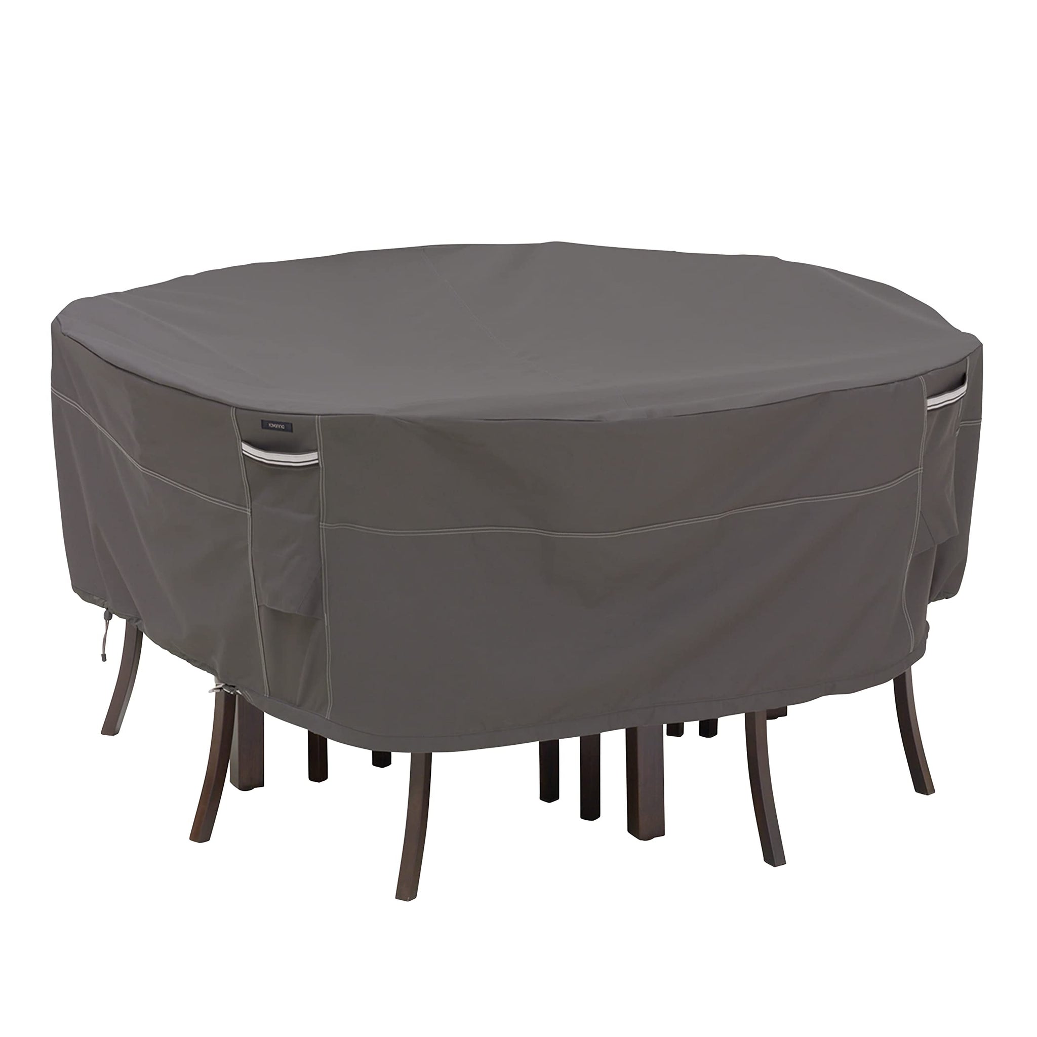 Classic Accessories Ravenna Water-Resistant 70 Inch Round Patio Table & Chair Set Cover Outdoor Table Cover