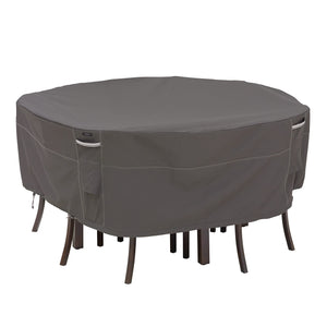 Classic Accessories Ravenna Water-Resistant 70 Inch Round Patio Table & Chair Set Cover Outdoor Table Cover