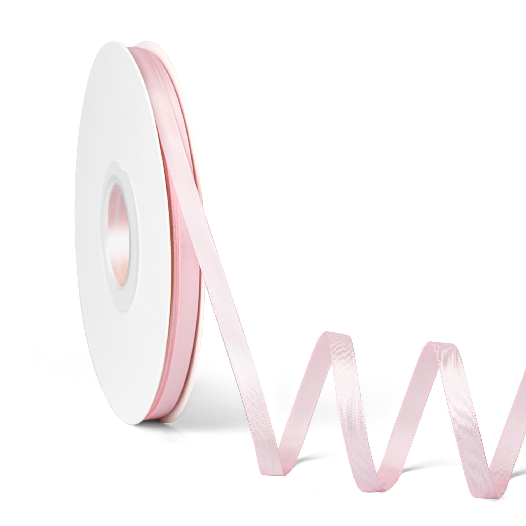 Laferri Light Pink Satin Ribbon,1/4 X 50 Yards,Double Faced Thin Fabric Ribbon Use for Gift Wrapping DIY Craft Floral Bouquets W