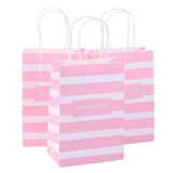 Ronvir 50Pcs Gift Bags Small 5.25x3.25x8 Inch Thank You Bags Pink Paper Bag With Handles For Birthday, Party Favor, Baby Shower,