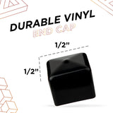 Prescott Plastics 1/2(12.7 mm) Outer Perimeter Flexible Plastic Hole Plugs, Square Black Metal Tubing End Caps, Strong Furniture
