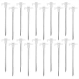 Tent Stakes, Galvanized Steel Pop Up Tent Stakes Pegs with Fluorescent Stopper for Pitching Camping Tents Canopy (White 20pcs)