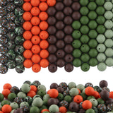 HHCFAST 150Pcs Mixed Color 15mm Silicone Beads for Keychain Making, Orange Bean Green Print Silicone Beads for Pens and Bracelet