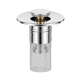 Sink Strainer Pop Up Drain Filter with Stainless Steel Mesh Push Button Wash Basin Stopper with Hair Catcher, Anti Clog Bathro