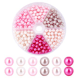 PH PandaHall 300pcs Pink Series Pearl Beads 6mm Round Glass Pearl Beads, 6 Colors Baking Painted Pink Pearls Craft Beads Spacer 