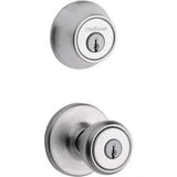 Kwikset 690 Tylo Entry Knob and Single Cylinder Deadbolt Combo 1Pack, Satin Chrome